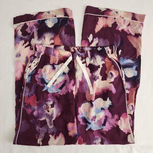 Stars Above white and purple floral print pajama bottoms, size small